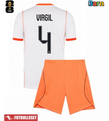 Nederländerna Virgil van Dijk #4 Bortatröja Barn VM 2026 Kortärmad (+ Korta byxor)